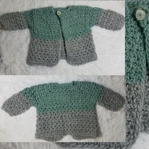 Crocheted Two Tone Baby Sweater-Size 9-12Mos